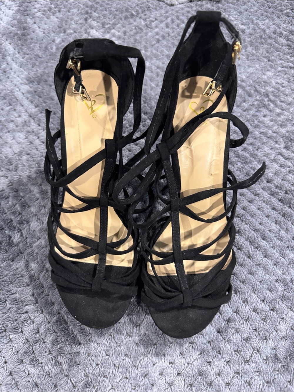 Windsor Black Strappy Lace-Up Heeled Sandals